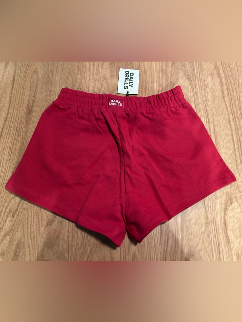 Daily Drills Fleece Super Shorts - Vintage Red with Vday Patch Size M/L NWT